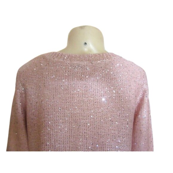 Joseph Ribkoff Pink Sequin Overlay Long Sleeve Sweater Size M - Picture 6 of 7